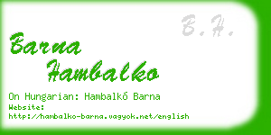 barna hambalko business card